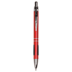 Red with Silver Trim Custom Engraved Pen with Gripper
