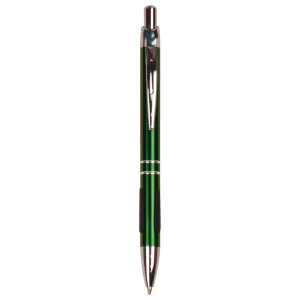 Green with Silver Trim Custom Engraved Pen with Gripper