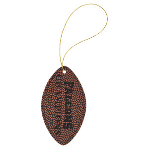 Football Engraved Faux Leather Ornament with Gold String