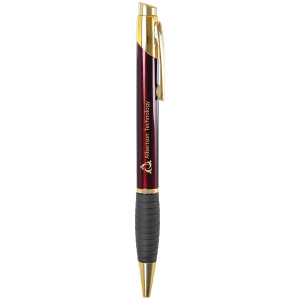 Gloss Burgundy Brass Ballpoint Pen with Gripper