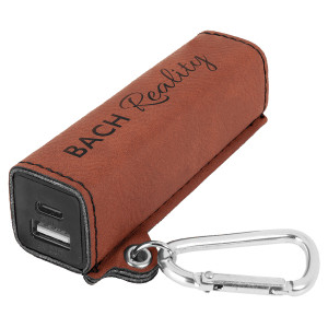 Rawhide Engraved Faux Leather 2200 mAh Power Bank with USB-C Cord