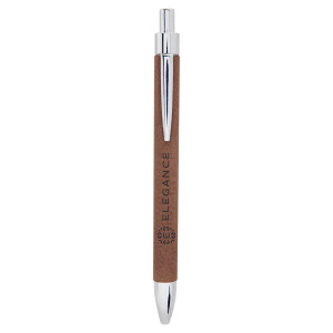 Dark Brown Engraved Faux Leather Pen