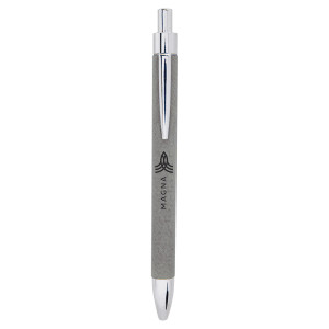 Gray Engraved Faux Leather Pen
