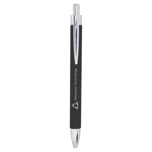 Black/Silver Engraved Faux Leather Pen