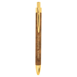 Rustic/Gold Engraved Faux Leather Pen