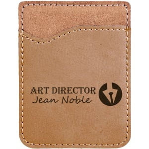 Light Brown Engraved Faux Leather Phone Wallet