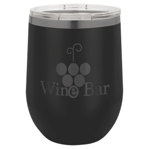 Polar Camel 12 oz. Black/Ghost Black Stemless Wine Tumbler with Standard Lid