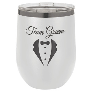 Polar Camel 12 oz. White/Ghost Black Stemless Wine Tumbler with Standard Lid