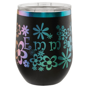 Polar Camel 12 oz. Black/Prism Stemless Wine Tumbler with Standard Lid