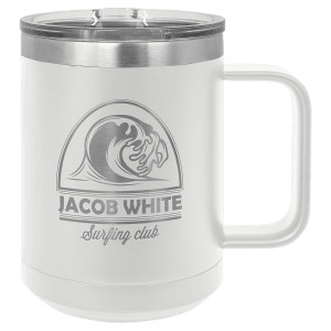 Polar Camel 15 oz. White Vacuum Insulated Mug with Slider Lid