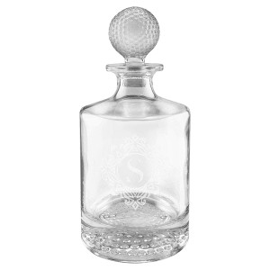 Polar Camel 850mL Round Golf Glass Decanter in Black Gift Box with Printed Paper Sleeve