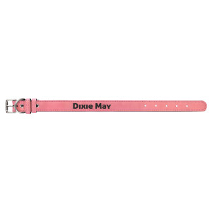 Small 15" x 3/4" Pink Engraved Faux Leather Dog Collar