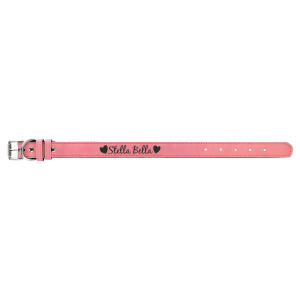 Medium 19" x 1" Pink Engraved Faux Leather Dog Collar