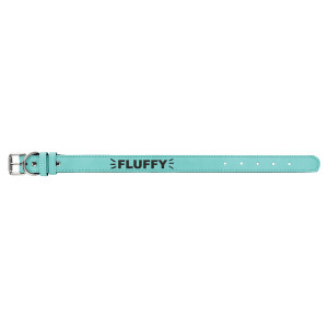 Medium 19" x 1" Teal Engraved Faux Leather Dog Collar