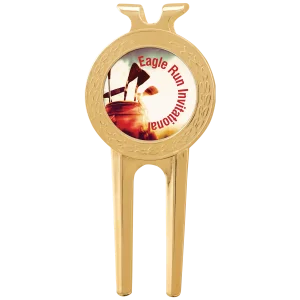 1 1/2" x 3" Gold Divot Tool with Custom Printed Insert