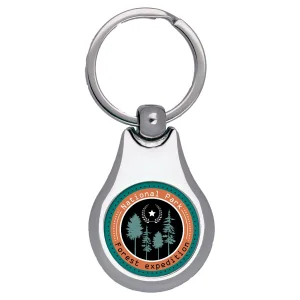 1 1/4" x 1 3/4" Silver Pear Custom Printed Keychain with White Insert