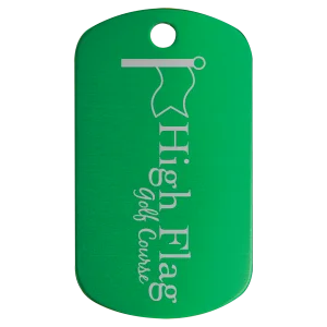1" x 2" Green Aodized Aluminum  G.I. Tag
