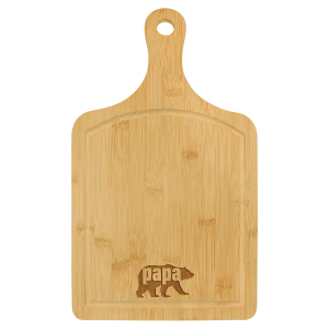 15 1/2" x 9" Bamboo Cutting Board Paddle Shape with Drip Ring