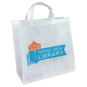 15 3/4" x 15 3/4" White Custom Printed Bag with 7" Gusset