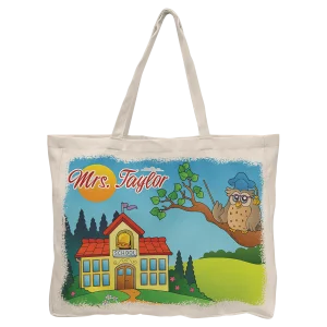 16" x 20" Linen Custom Printed Tote Bag with 4" Gusset
