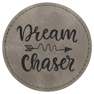 3" Gray Premier Engraved Faux Leather Round Patch with Kota Pro Adhesive -  Creekside Collection