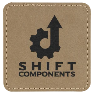 2 1/2" x 2 1/2" Light Brown Engraved Faux Leather Square Patch with Kota Pro Adhesive