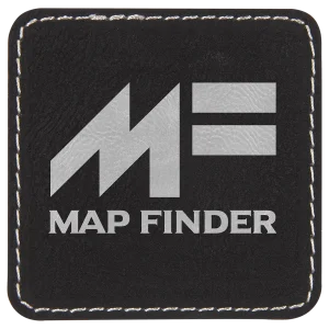 2 1/2" x 2 1/2" Black/Silver Engraved Faux Leather Square Patch with Kota Pro Adhesive