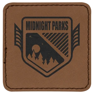 2 1/2" x 2 1/2" Dark Brown Engraved Faux Leather Square Patch with Kota Pro Adhesive