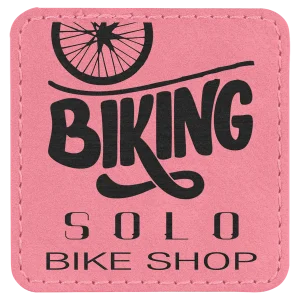 2 1/2" x 2 1/2" Pink Engraved Faux Leather Square Patch with Kota Pro Adhesive