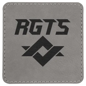 3" x 3" Gray Engraved Faux Leather Square Patch with Kota Pro Adhesive