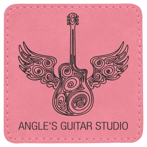 3" x 3" Pink Engraved Faux Leather Square Patch with Kota Pro Adhesive