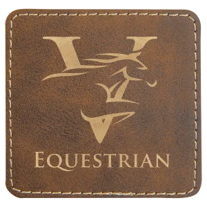 3" x 3" Rustic/Gold Engraved Faux Leather Square Patch with Kota Pro Adhesive