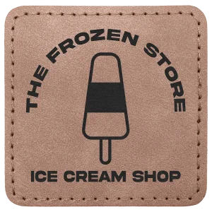 2 1/2" x 2 1/2" Blush Premier Engraved Faux Leather Square Patch with Kota Pro Adhesive - Creekside Collection