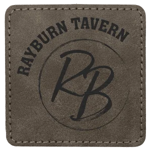 3" x 3" Dark Gray Premier Engraved Faux Leather Square Patch with Kota Pro Adhesive - Creekside Collection