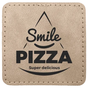 2 1/2" x 2 1/2" Light Tan Premier Engraved Faux Leather Square Patch with Kota Pro Adhesive - Creekside Collection