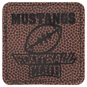 2 1/2" x 2 1/2" Square Football Engraved Faux Leather Patch with Adhesive