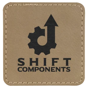 2 1/2" x 2 1/2" Square Light Brown Engraved Faux Leather Patch with Adhesive