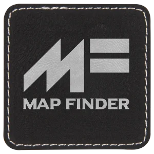 2 1/2" x 2 1/2" Square Black/Silver Engraved Faux Leather Patch with Adhesive