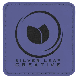 2 1/2" x 2 1/2" Square Purple Engraved Faux Leather Patch with Adhesive