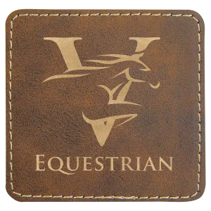 3" x 3" Square Rustic/Gold Engraved Faux Leather Patch with Adhesive