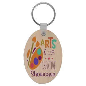 2 5/8" x 1 7/8" Oval Custom Printed Wood Keychain