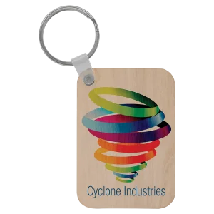 2 5/8" x 1 7/8" Rectangle Custom Printed Wood Keychain