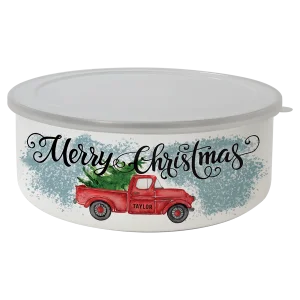 34 oz. Short Enamel Bowl with Lid