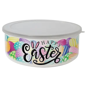 50 oz. Short Enamel Bowl with Lid