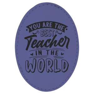 3 1/2" x 2 1/2" Purple Engraved Faux Leather Oval Patch with Adhesive