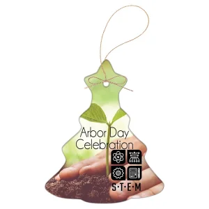 3 1/4" White Custom Printed Christmas Tree Ceramic Ornament