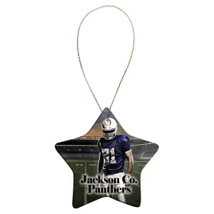 3 1/8" White Custom Printed Star Ceramic Ornament