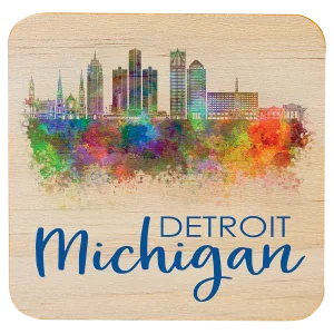 3 3/4" x 3 3/4" Square Custom Printed Wood Coaster