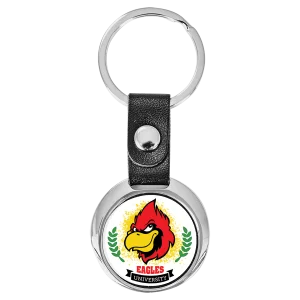 3 3/8" x 1 3/8" Round Custom Printed Keychain with White Insert