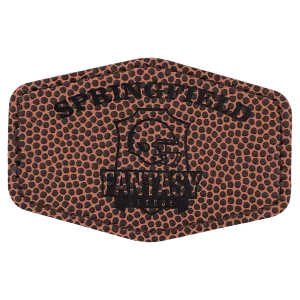 3" x 2" Football Engraved Faux Leather Hex Patch with Kota Pro Adhesive